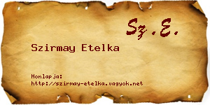 Szirmay Etelka névjegykártya